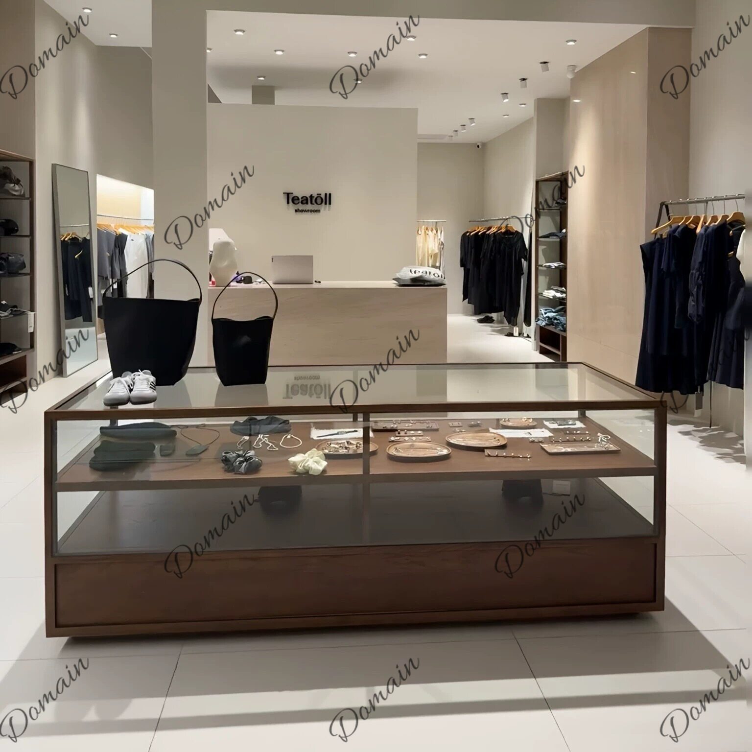 Glass Cabinet Display - Witryna sklepu odzieżowego, witryna Nakajima, szklana