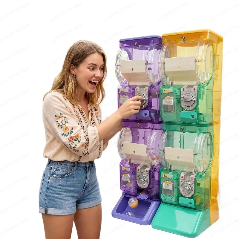 Arcade Vending Machines - Przezroczysta biała dwupoziomowa maszyna Gashapon, automat