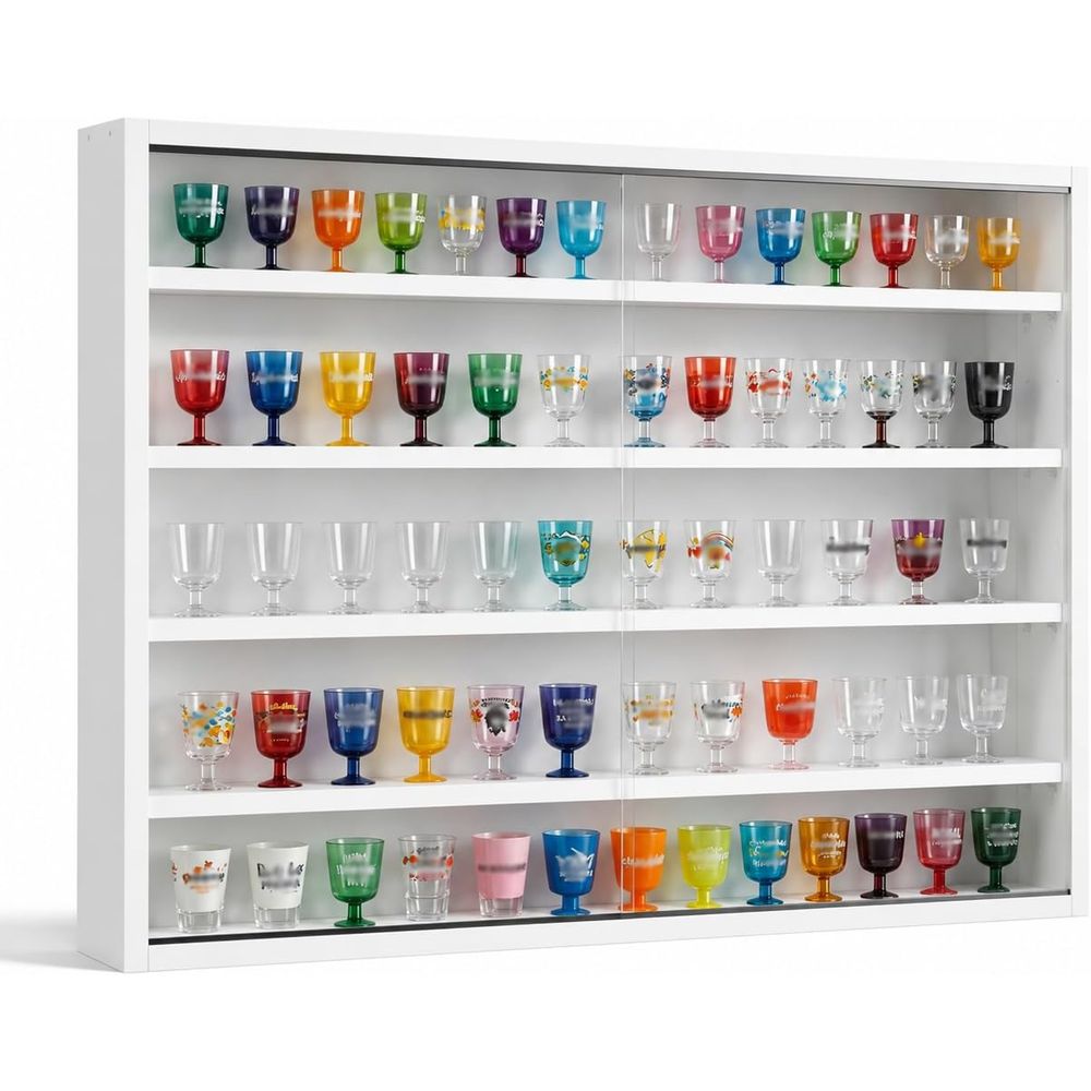 Glass Cabinet Display - 5-poziomowy, wiszący na ścianie stojak na