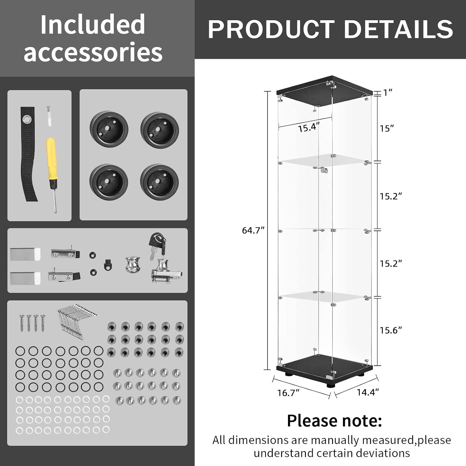 Szklana witryna z zamkiem, 4-p – Glass Cabinet Display recenzja i cena