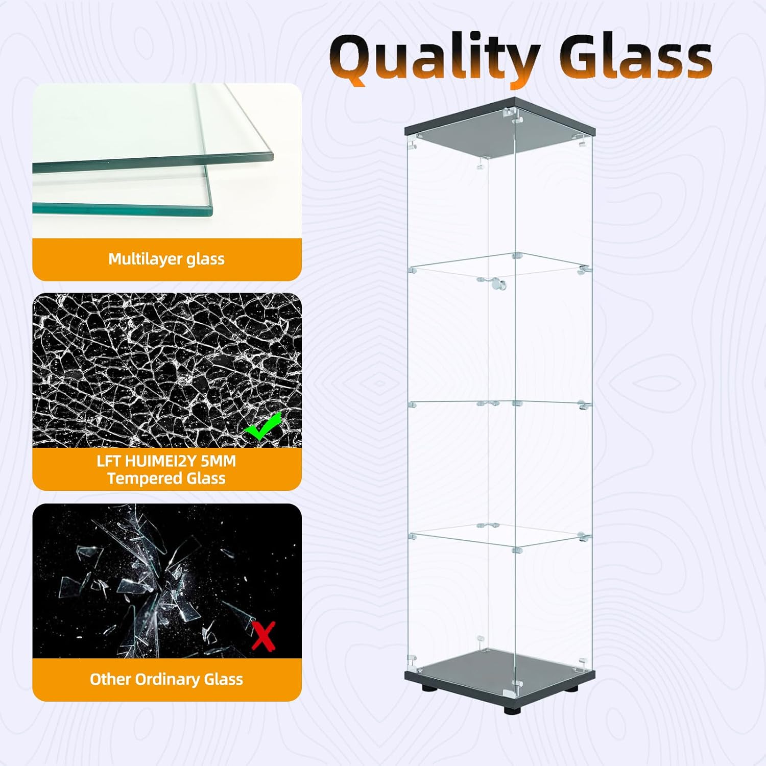 Szklana witryna z zamkiem, 4-p – Glass Cabinet Display recenzja i cena