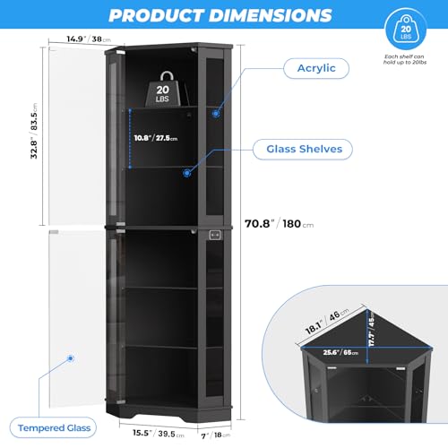 Wysoka narożna witryna o wysok – Glass Cabinet Display recenzja i cena