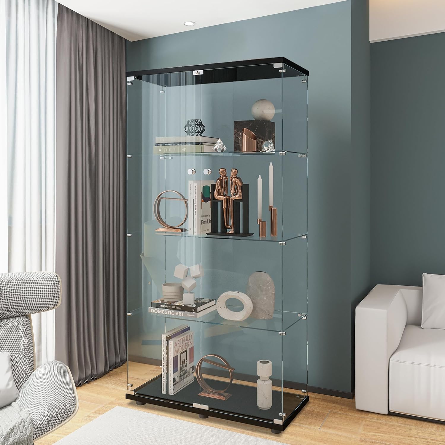 Szklana witryna z 4 półkami, 2 – Glass Cabinet Display recenzja i cena