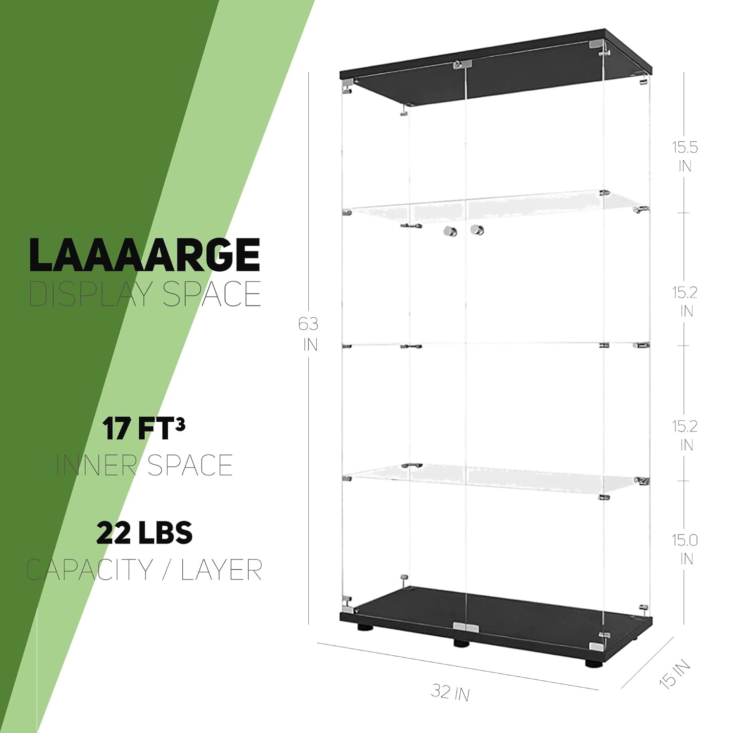 Szklana witryna z 4 półkami, 2 – Glass Cabinet Display recenzja i cena