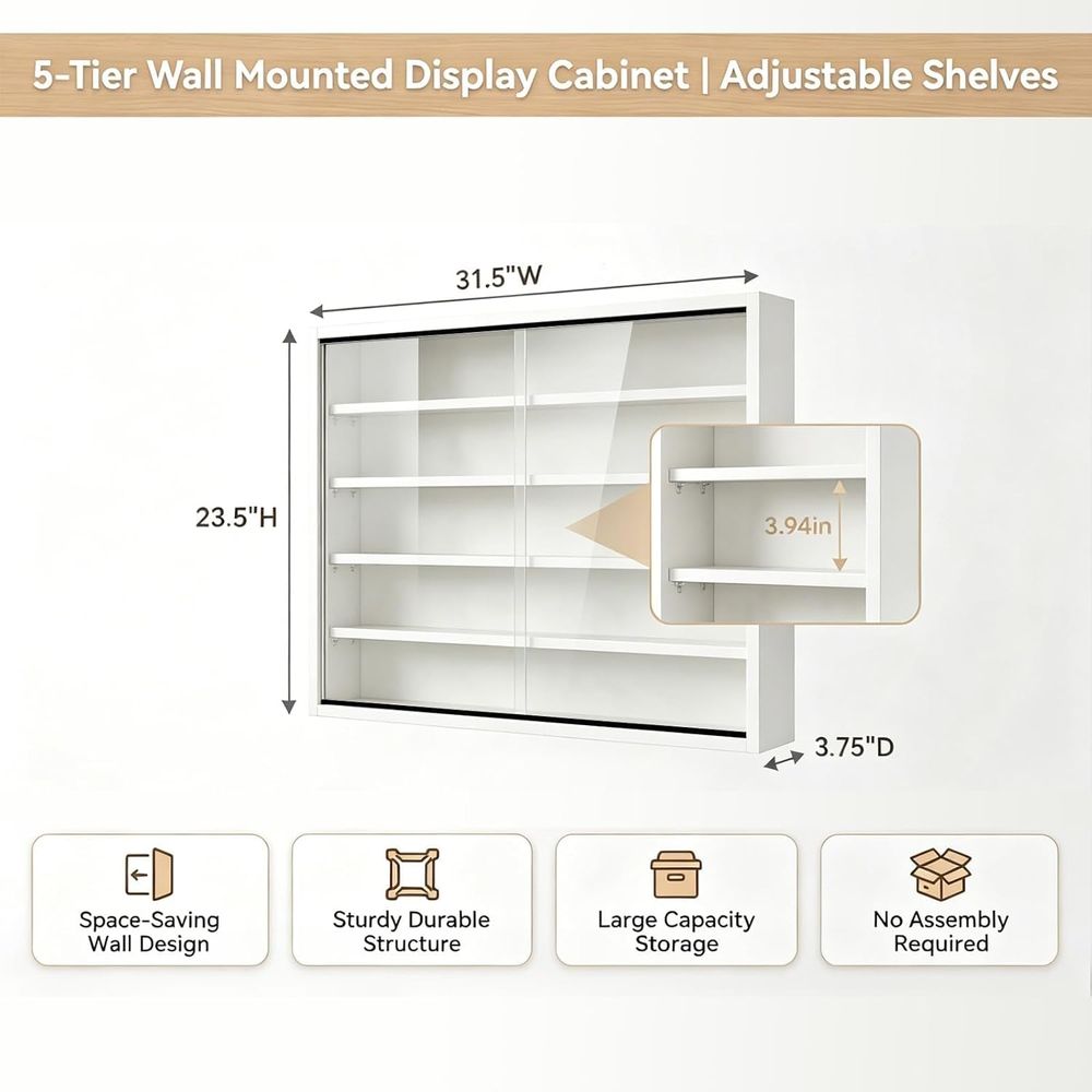 5-poziomowy, wiszący na ściani – Glass Cabinet Display recenzja i cena