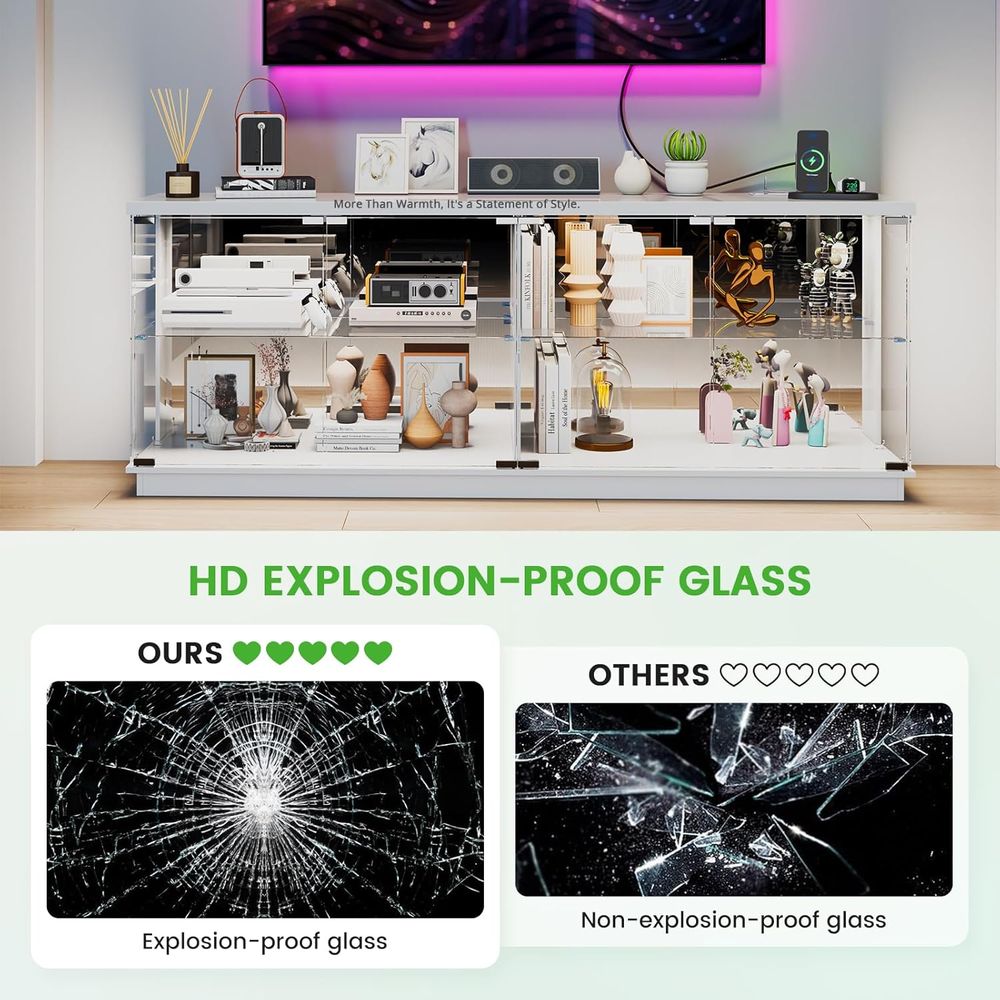 Szklane szafki RTV 71 cali ze  – Glass Cabinet Display recenzja i cena