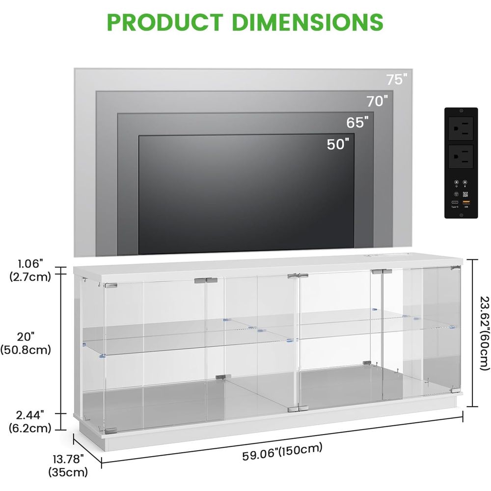 Szklane szafki RTV 71 cali ze  – Glass Cabinet Display recenzja i cena